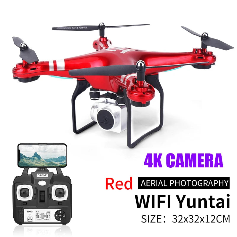 RC Drone With Camera HD 4K WIFI Real Time Video Altitude Headless One Key Return Quadcopter FPV Remote Control Helicopter Toys