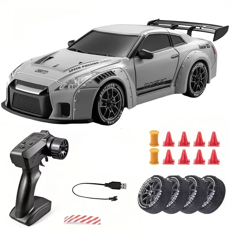 RC Drift Car 1:24 Remote Control Car for Kid 20KM/H 4WD High Speed RC Car with LED Lights Extra Drifting Tires Vehicle for Adult