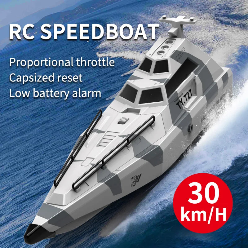 2.4G RC Boat TURBOJET PUMP 30KM/H High Speed Remote Control Jet Boat Low Battery Alarm Speedboat Model Children Toy TY725 TY727
