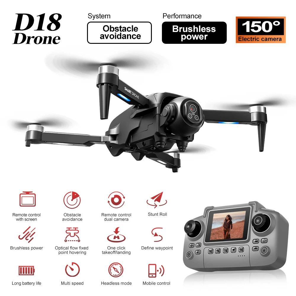 2025 Aerial Drone with 4K High-Definition Camera One Click Return 150° Electrically Adjustable Camera Best Gift