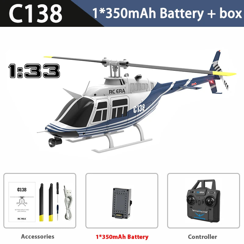 RC Bell 206 6-axis Gyro Stabilized Altitude Hold 4 Channel RTF Aircraft RC Helicopter Toy for Adults