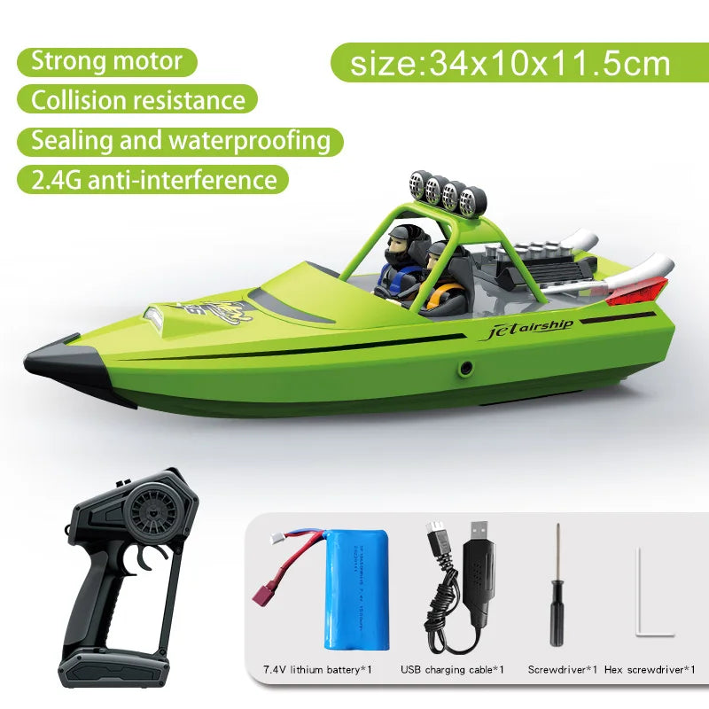 2.4G RC Boat TURBOJET PUMP 30KM/H High Speed Remote Control Jet Boat Low Battery Alarm Speedboat Model Children Toy TY725 TY727