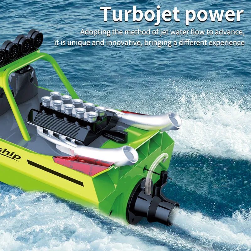 2.4G RC Boat TURBOJET PUMP 30KM/H High Speed Remote Control Jet Boat Low Battery Alarm Speedboat Model Children Toy TY725 TY727