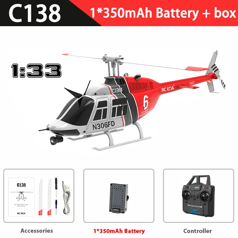 RC Bell 206 6-axis Gyro Stabilized Altitude Hold 4 Channel RTF Aircraft RC Helicopter Toy for Adults