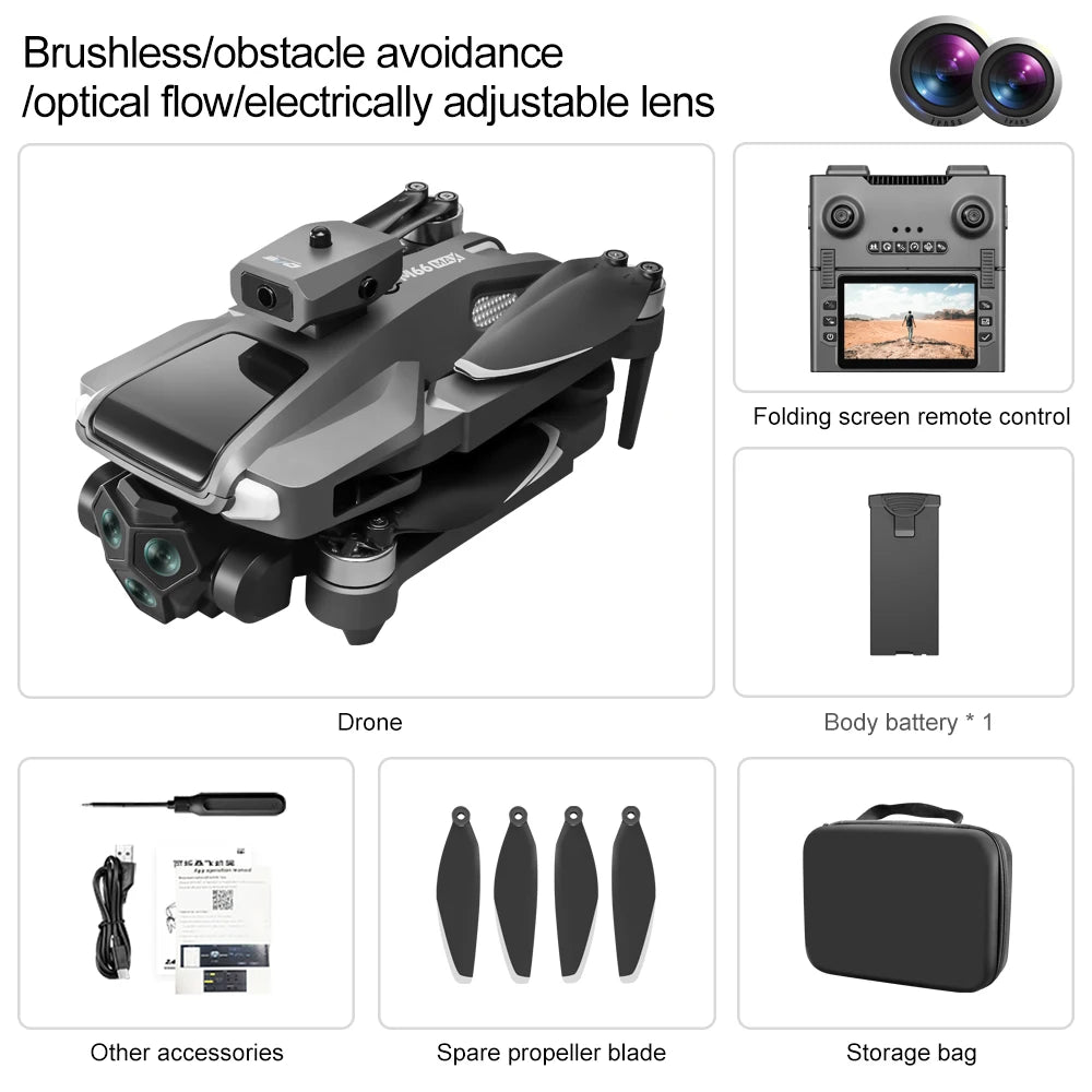 Drone Profesional 4K Dual Camera Brushless Motor Obstacle Avoidance Dron RC Helicopter Foldable Quadcopter