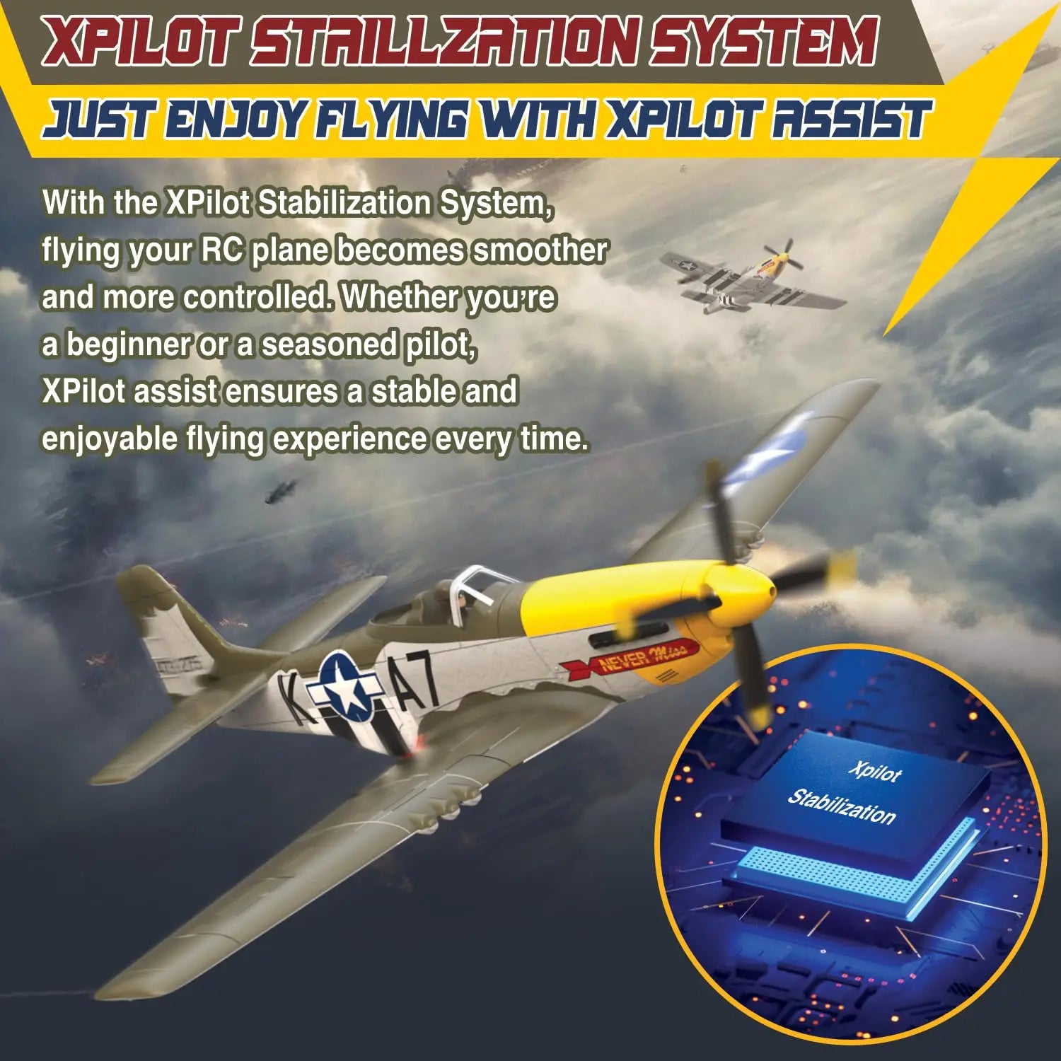 RC Plane 5CH 3D/6G Fixed-wing RC Airplane 2.4GHz P51D Mustang RTF for Adults Beginners Easy to Fly Removable Brushless Fighter