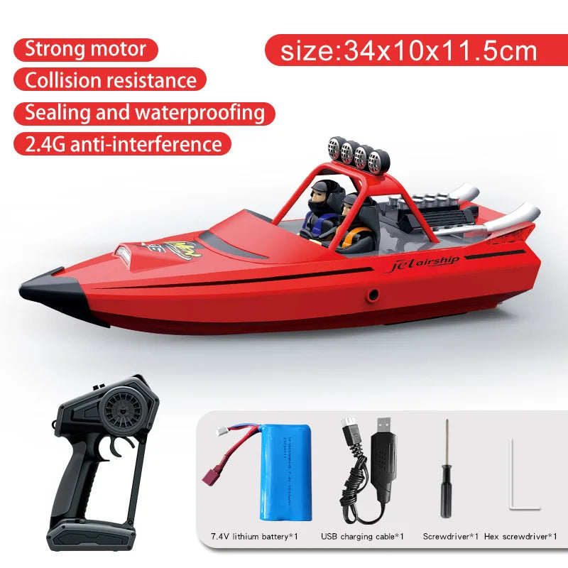 2.4G RC Boat TURBOJET PUMP 30KM/H High Speed Remote Control Jet Boat Low Battery Alarm Speedboat Model Children Toy TY725 TY727
