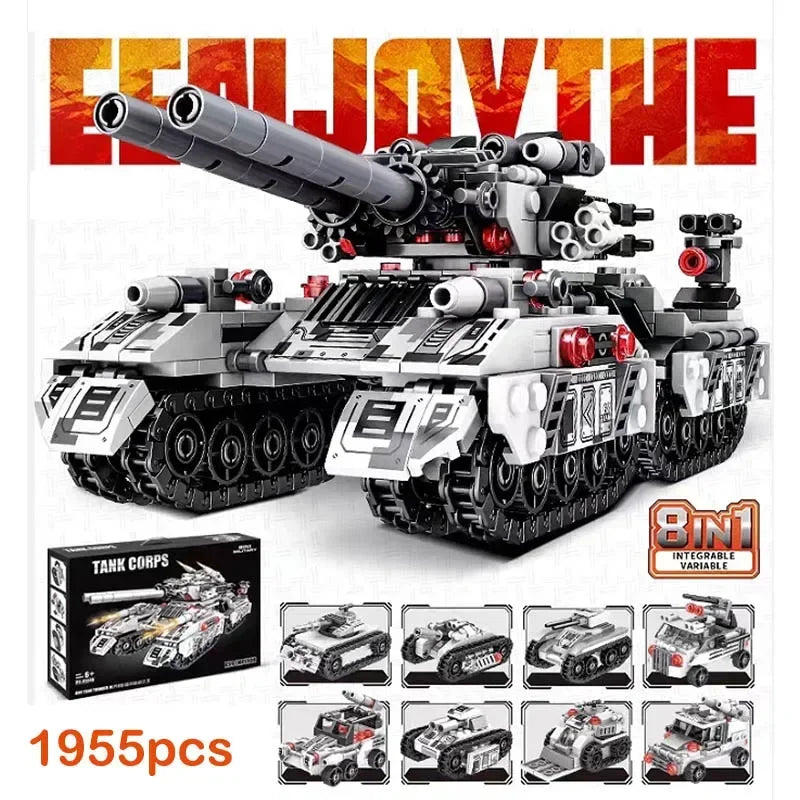 2025 WW2 Military Vehicle Tank 8in1 Airplane Truck Model Building Blocks DIY Bricks Kids Construction Toys Gifts for Boys Adult