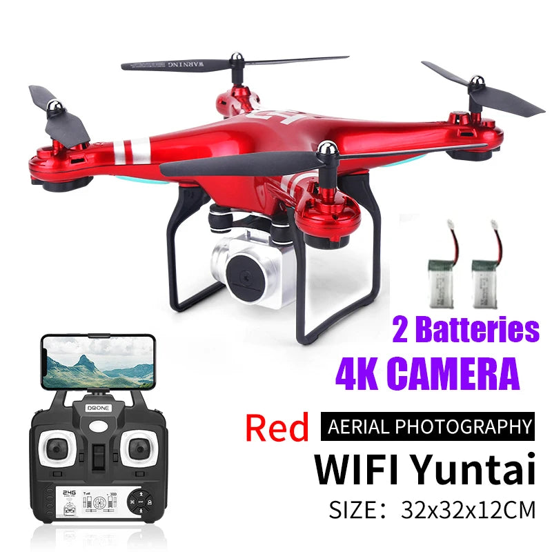 RC Drone With Camera HD 4K WIFI Real Time Video Altitude Headless One Key Return Quadcopter FPV Remote Control Helicopter Toys