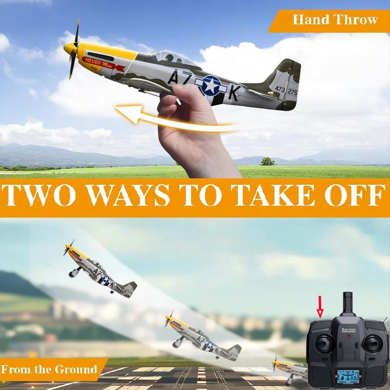 RC Plane 5CH 3D/6G Fixed-wing RC Airplane 2.4GHz P51D Mustang RTF for Adults Beginners Easy to Fly Removable Brushless Fighter